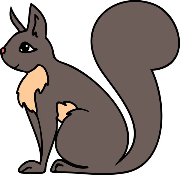 Cute Cartoon Gray Squirrel White Background — Stock Vector