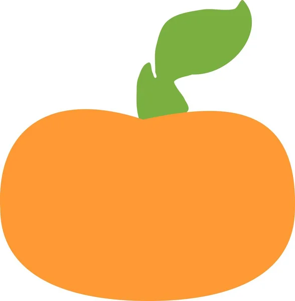 Oranžová Silueta Kreslený Dýně Zelený List Bílém Pozadí — Stockový vektor