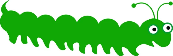 Cute Cartoon Green Caterpillar White Background — Stock Vector