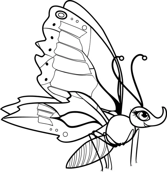 Симпатичная Раскраска Бабочки Мультфильма — стоковый вектор