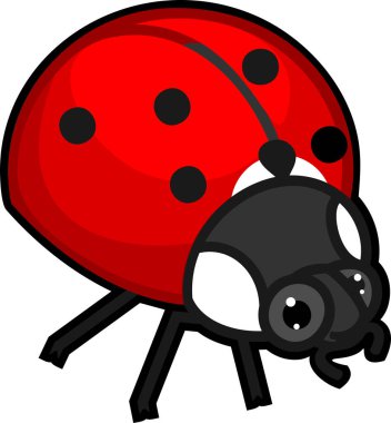 Beyaz arka plan üzerinde stilize çizgi film uğur böceği