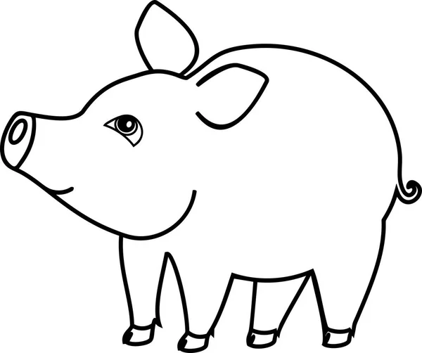 Página Para Colorear Lindo Cerdo Dibujos Animados Sobre Fondo Blanco — Vector de stock