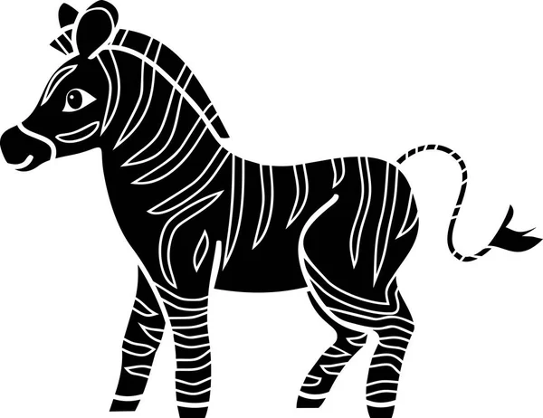 Black Silhouette Cartoon Zebra — Stock Vector