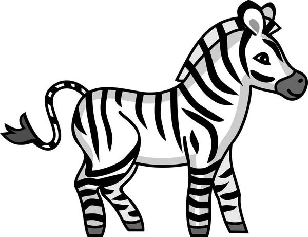 Cute Cartoon Zebra White Background — Stock Vector