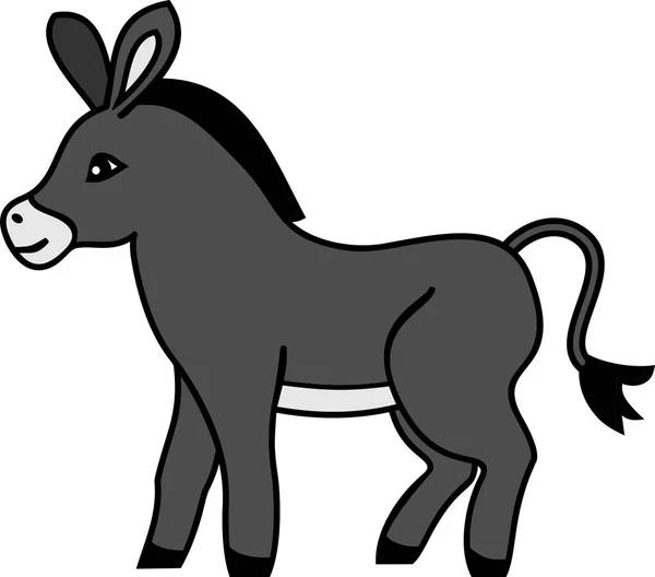 Bonito Cartoon Cinza Burro Branco Fundo —  Vetores de Stock