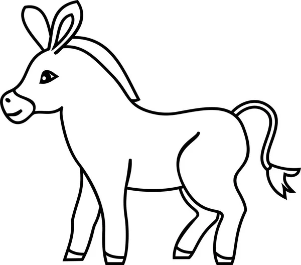 Página Para Colorear Bonito Burro Dibujos Animados — Archivo Imágenes Vectoriales