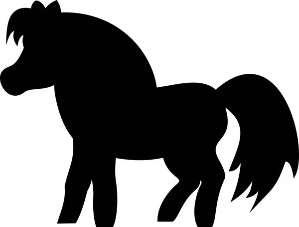 Černá Silueta Roztomilý Kreslený Pony — Stockový vektor