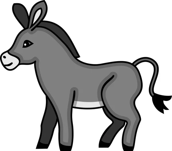 Bonito Cartoon Cinza Burro Branco Fundo —  Vetores de Stock