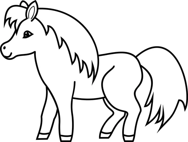 Coloring Page Cute Cartoon Pony — Stock Vector