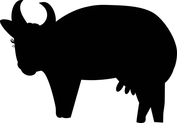 Silueta Negra Vaca Dibujos Animados Sobre Fondo Blanco — Vector de stock