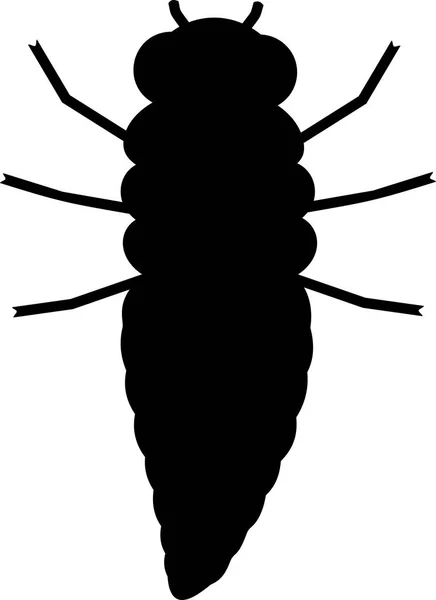 Silueta Negra Larva Mariquita Sobre Fondo Blanco — Vector de stock