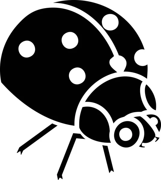 Zwarte Silhouet Van Gestileerde Cartoon Lieveheersbeestje — Stockvector