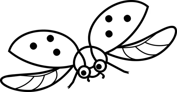 Kleurplaat Vliegende Cartoon Lieveheersbeestje — Stockvector