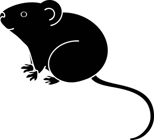 白い背景に黒の家マウス — ストックベクタ