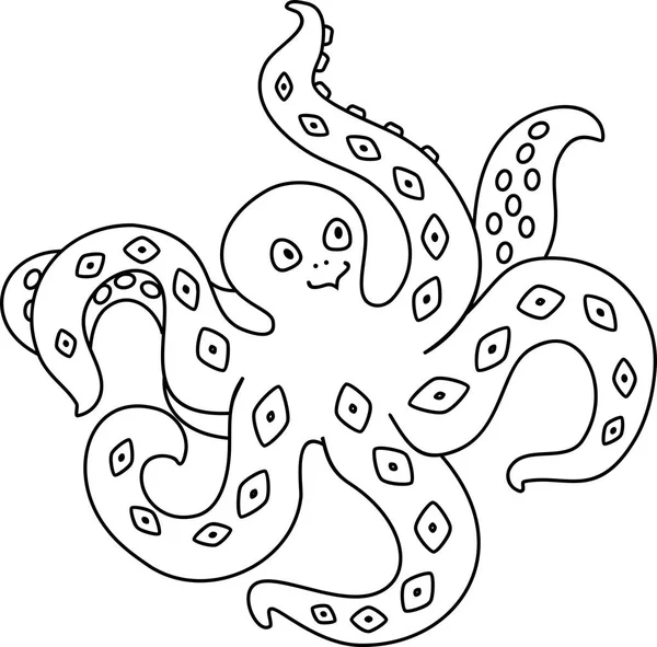 Dibujos Animados Pulpo Para Colorear Página — Vector de stock