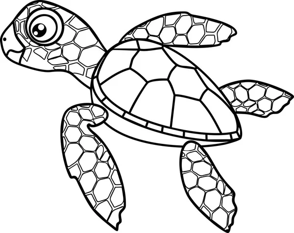 Página Para Colorear Lindo Dibujo Animado Eclosión Tortuga Marina — Archivo Imágenes Vectoriales