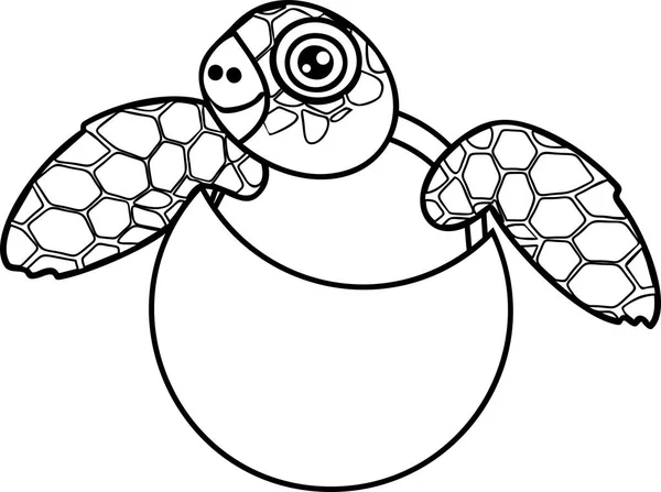 Kleurplaat Schattige Cartoon Zeeschildpad Broedeieren Uit — Stockvector