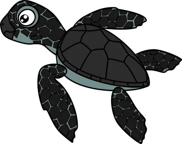 Schattige Cartoon Hatchling Zee Schildpad Witte Achtergrond — Stockvector