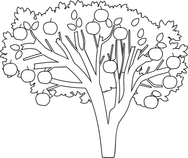 苹果树着色页 — 图库矢量图片