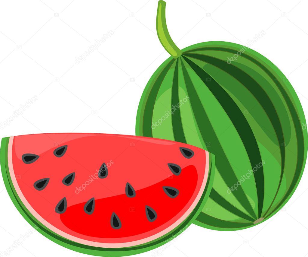 Sliced red watermelon isolated on white background