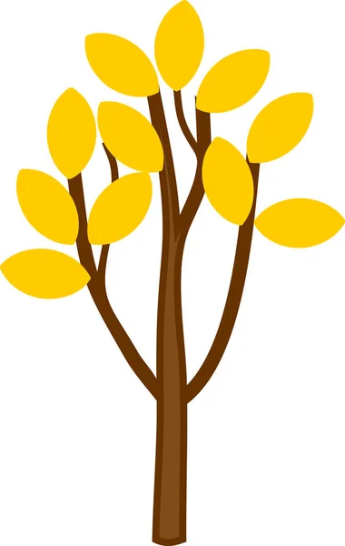 Молодое Лиственное Дерево Желтыми Листьями Ветвях Изолировано Белом Фоне — стоковый вектор