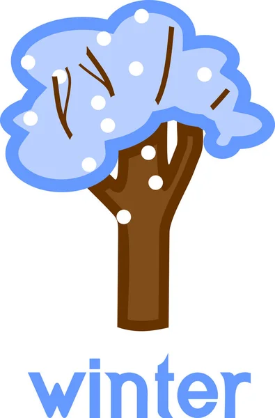 Drzewo Kreskówka Śniegiem Pokryte Korony — Wektor stockowy