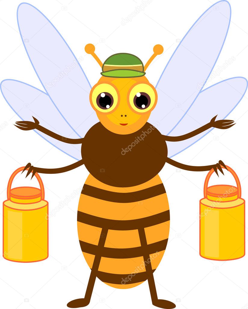 Cartoon honey picker bee isolated on white background