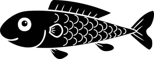 Schwarze Silhouette Von Niedlichen Cartoon Fischen — Stockvektor