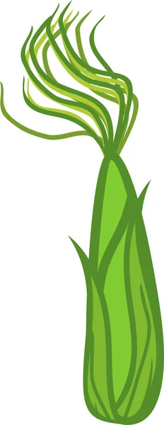 Oreille Maïs Vert Non Mûre Avec Écorce Styles Soie Isolée — Image vectorielle