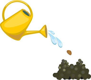 Beyaz arkaplanda izole edilmiş tohumu suluyorum