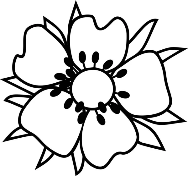 Розмальовка Сторінка Полуничною Квіткою — стоковий вектор