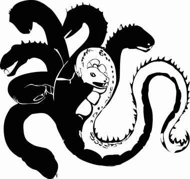 Hydra 'nın beyaz arka planda izole ettiği efsanevi yaratık.