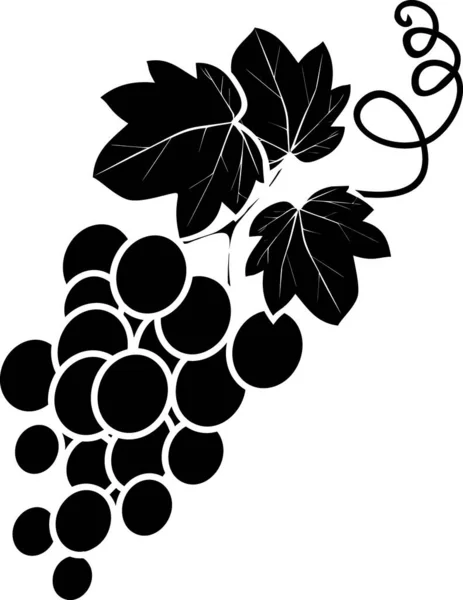 Silhouette Grappes Raisins Isolées Sur Fond Blanc — Image vectorielle