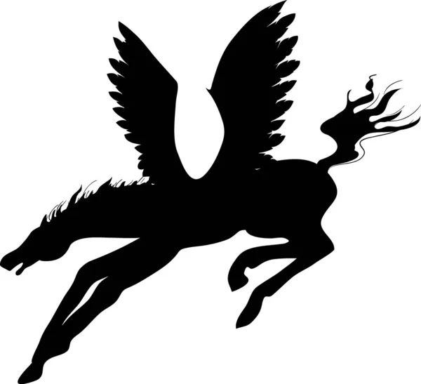 Criatura Mitológica Siluetas Negras Pegaso — Vector de stock