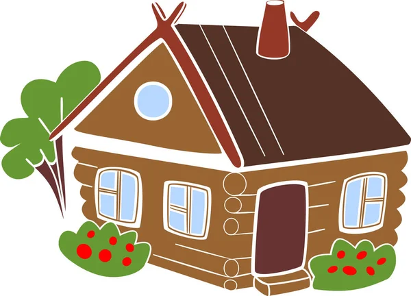 Cartoon log house isolated on white background — Stock Illustration Cartoon Log House Isolated White Background Vector Graphics