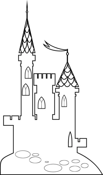 Página Para Colorear Con Castillo Cuento Hadas Dibujos Animados Con — Vector de stock