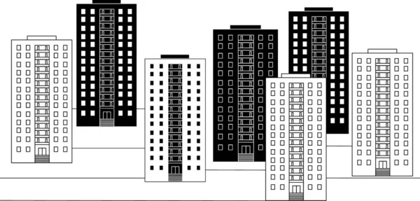 单层多层公寓楼的城市景观 — 图库矢量图片