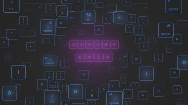Sanal neon klavye tuşları gösteren resim. 