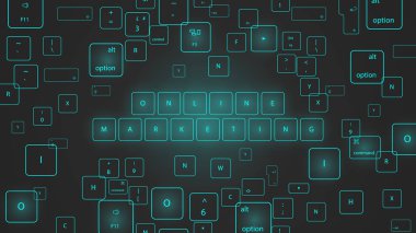 Sanal neon klavye tuşları gösteren resim. 