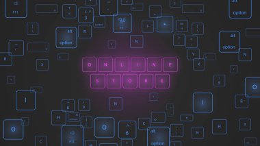 Sanal neon klavye tuşları gösteren resim. 
