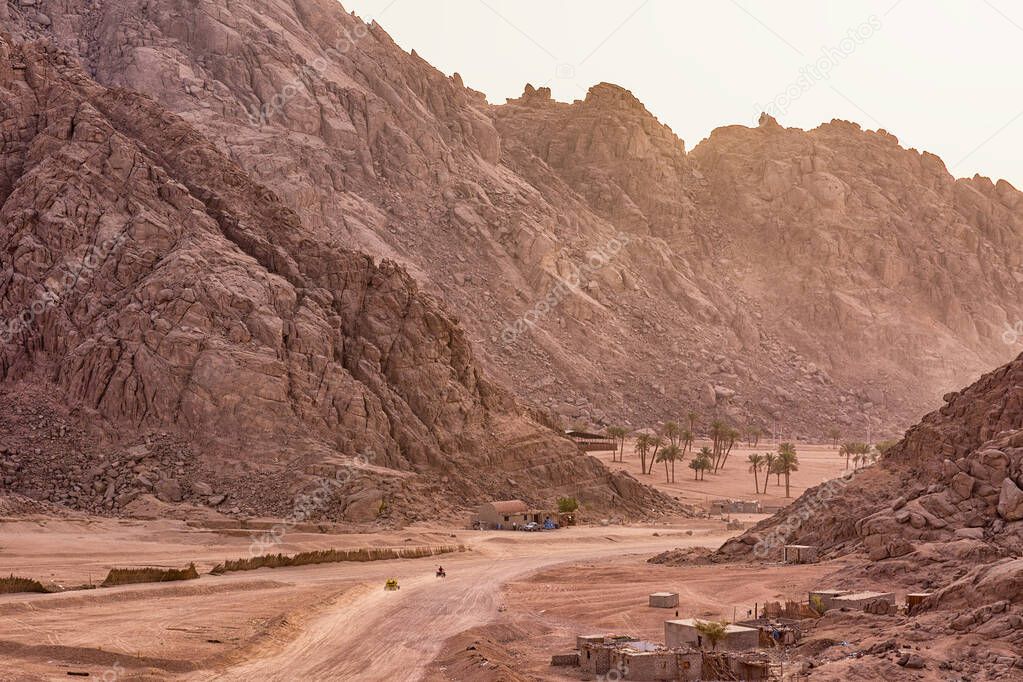 Sun rise in desert. Sahara. Egypt. Sinai.