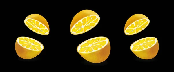 Narancs vagy citrom. Félbevágva. Színes háttér. Illusztráció. — Stock Fotó