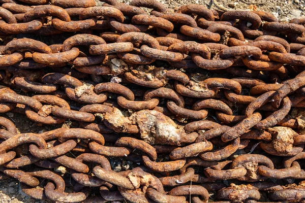 Old Metal Rusty Anchor Chain Sunset — Stock Photo, Image