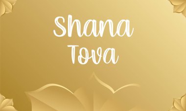 Rosh Hashanah bayram tebrik kartı tasarımı, geleneksel sembol (Yahudi yeni yılı) vektör illüstrasyonu.