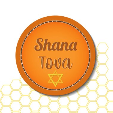 Rosh Hashanah bayram tebrik kartı tasarımı, geleneksel sembol (Yahudi yeni yılı) vektör illüstrasyonu.