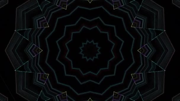 Αφηρημένη Πολύχρωμη Looping Kaleidoscope Animation Για Συναυλία Νυχτερινό Κέντρο Μουσικό — Αρχείο Βίντεο