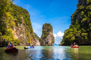 Denizi Tayland Tayland, Phuket, 10 Ocak 2018 - Kayak