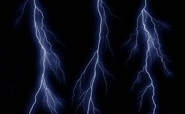 Siyah izole bazı farklı yıldırım cıvata