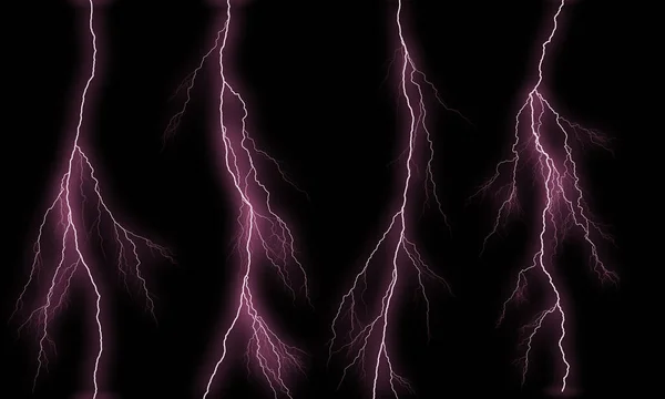 Some different lightning bolts isolated on black — Stock Photo, Image