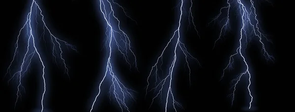 Some different lightning bolts isolated on black — Stock Photo, Image